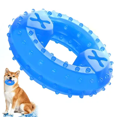Produktbild von Langlebiges Hundespielzeug,robustes Kauspielzeug, interaktives Hundespielzeug, kühlendes Donut-Design,Zahnpflege-Kauartikel, Sommer Trainingsspielzeug