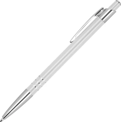 Produktbild von Schlanker Kugelschreiber aus Metall / Farbe: weiß
