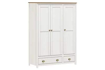 Produktbild von SIT Möbel Kleiderschrank | 3 Türen, 2 Schubladen | Kiefer-Holz massiv | Weiß | B 136 x T 54 x H 185 cm | 19000-91 | Serie SCHRANK
