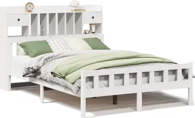 Obrázek produktu pro Postel s knihovnou bez matrace bílá 160x200 cm masivní borovice