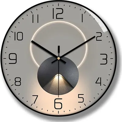 Produktbild von Leichte, moderne Luxus-Wanduhr, 30 cm große, nicht tickende, leise Wanduhr, geometrisches Design mit Licht und Schatten, runde Quarzuhr für Wohnzimmer（C）