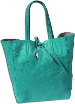 Zdjęcie produktu dla Florence damska torba na zakupy z oryginalną skórzaną rączką turkusowa 30x35x15 cm OTF112T