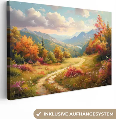 Produktbild von MuchoWow® - Leinwandbilder - Landschaft - Illustration - Natur, Wandbild, Wanddeko Bilder Wohnzimmer, 30x20 cm