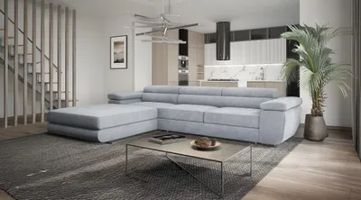 Produktbild von Ecksofa mit Schlaffunktion und Bettkasten, Designer Schlafsofa mit Bettkasten