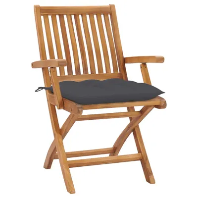 Produktbild von vidaXL Gartenstühle 2 Stk. mit Anthrazit Kissen Massivholz Teak