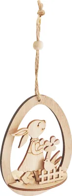 Produktbild von VBS Holzsteckmotiv Anhänger Ei "Hazel am Gartenzaun"