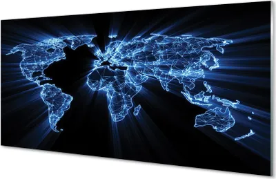 Produktbild von Glasbilder 140x70 Wandkunst blaue Karte