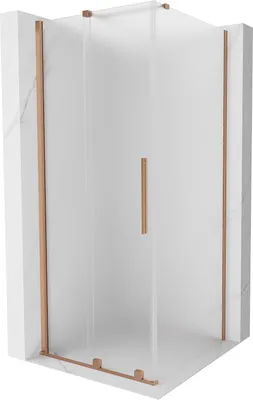 Produktbild von Mexen Velar Duschkabine Schiebetür 90 x 90 cm, Frost, gebürstetes Kupfer - 871-090-090-31-65