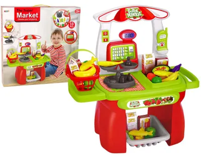 Produktbild von Leantoys Supermarkt-Set Einkaufskorb Waage Lebensmittel