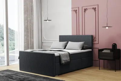 Produktbild von Boxspringbett Schlafzimmerbett MONTY 160x200cm in Stoff Monolith Graphit