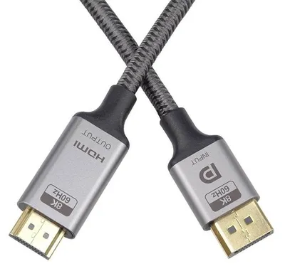 Zdjęcie produktu dla Kabel PremiumCord DisplayPort 1.4 do HDMI2.1 dla 8K@60Hz, 4K@144Hz, 2m