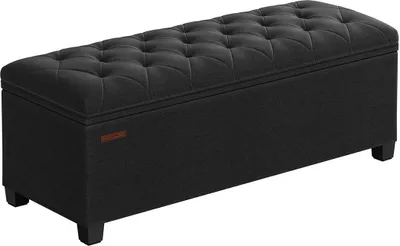 Productafbeelding van Famanu Ottomaan opbergkruk - Multifunctionele zitbank - 40 cm x 110 cm x 40 cm - Zwart