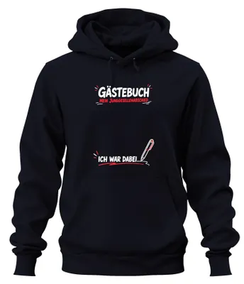 Productafbeelding van Gastenboek. Mijn vrijgezellenfeest. Hoodie met opdruk, marineblauw, maat 3XL