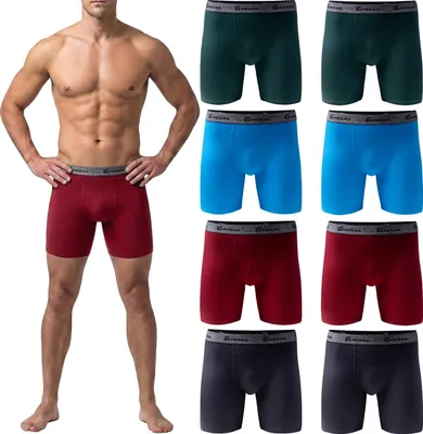 Produktbild von 4 oder 8 Herren Boxershorts mit verlängertem Bein ohne "Aufrollen" M-6XL Übergröße Unterwäsche Unterhose Retroshorts Bunt Langes Bein XL 8er Pack Farbmix 1