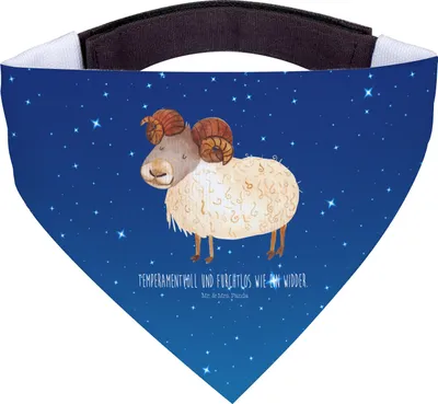 Produktbild von Mr. & Mrs. Panda Hunde Halstuch Sternzeichen Widder - Sternenhimmel Blau - Geschenk, Bandana, Schafbock, Geburtstag April, Bock, Dreieckstuch, Für, Hund, März