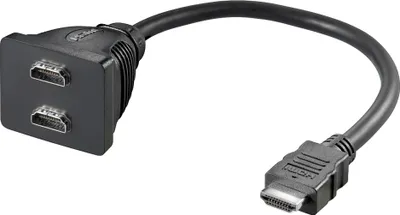 Produktbild von Goobay 68783 HDMI™ Kabeladapter, vernickelt, 0.1 m, Schwarz - 2x HDMI™-Buchse (Typ A) > HDMI™-Stecker (Typ A)
