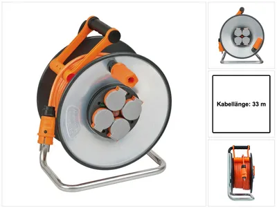 Produktbild von BRENNENSTUHL Kabeltrommel Stahlkern H07BQ-F3G2,5 33m professionalLINE, Querschnitt:nv, Kabellänge:33 m, Kabeltyp:Polyurethan H07 BQ-F 3G 1,5, Nennstrom:nv, Kabelausführung:nv