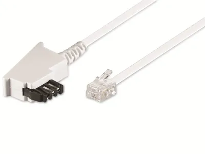 Immagine prodotto di Goobay 68542 Cavo di collegamento TAE-F (pin out universale), 15 m, bianco - Spina TAE-F > spina RJ11/RJ14 (6P4C)