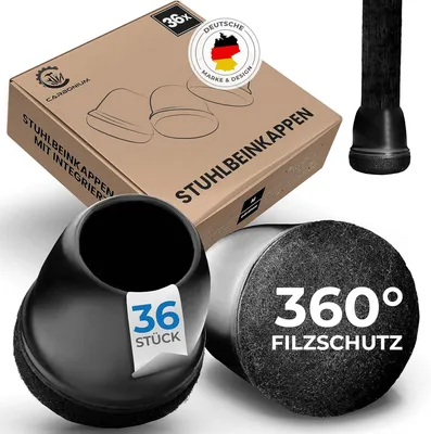 Zdjęcie produktu dla Ochraniacze na nogi krzesła 14-20 mm, 36 szt., czarny, filc, do krzesła