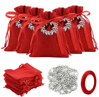 26er Set Abschlussgeschenke mit Lorbeerkranz, 9x12 cm, rotes Band