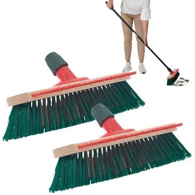 Produktbild von Novaliv Gartenbesen Elaston 40 cm 2er Set Besenkopf mit Kratzleiste Elaston Borsten Besen draußen Straßenbesen harte borsten Terassenbesen Hofbesen Stallbesen Kehrbesen Industriebesen Outdoor broom