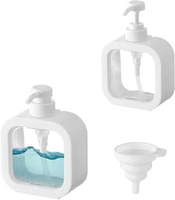 Productafbeelding van Transparante zeepdispenser, set van 2, 300 ml, geschikt voor badkamer en keuken