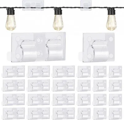 Productafbeelding van 24 Stuks Zelfklevende Haken voor Buitenverlichting - Duidelijke Clips voor Lichtslingers en Kabels