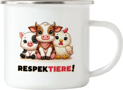 Produktbild von RespekTIERE Süße Tiere Emaille Tasse - Geschenkidee für Veganer