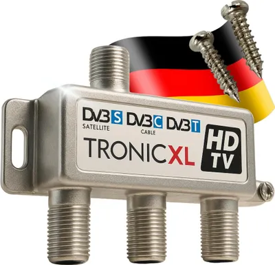 Produktbild von 3fach F-Stecker Antennenverteiler DC-Durchlass TV Kabel Kabelfernsehen DVBC DVB-T2 zb für Unitymedia Vodafpne Splitter