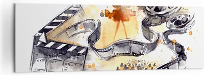 Produktbild von Bild auf Leinwand - Leinwandbild - Film Projektor Illustration - 160x50cm - Wand Bild - Wanddeko - Leinwanddruck - Bilder - Kunstdruck - Wanddekoration - Leinwand bilder - Wandkunst - AB160x50-3017
