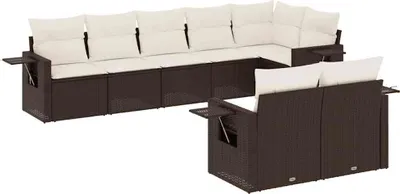 Produktbild von vidaXL 8-tlg. Garten-Sofagarnitur mit Kissen Braun Poly Rattan