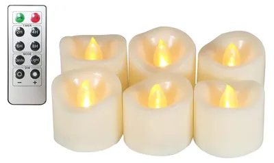 Productafbeelding van Theelichten LED Flikkerende Kaarsen met Afstandsbediening en Timer, 6 stuks