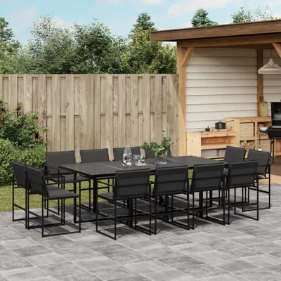 Image de 2025 cloris Ensemble de meubles de jardin Balcon Ensemble de 13 pièces de salon de jardin avec coussins noir Textilène - Ensemble de meubles de jardin Sale3024983 5parcel