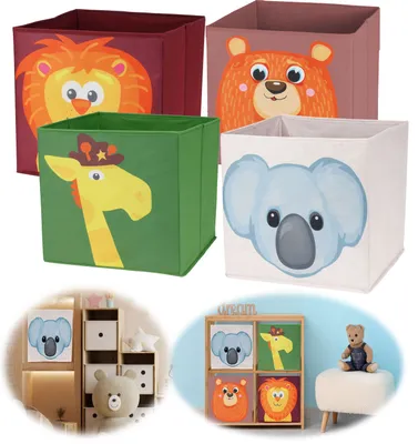 Produktbild von LS-LebenStil Kinder Aufbewahrungsbox Koala Bär 30x30cm Spielzeugkiste faltbar Boxen für für Ikea Kallax Regal Spielzeugkiste für Kinderzimmer Regalbox