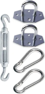 Produktbild von sunprotect SPT83249 Sonnensegel-Montage-Set, Zubehör für dreieckige Segel, stahlfarben (1 Set, 5-teilig)