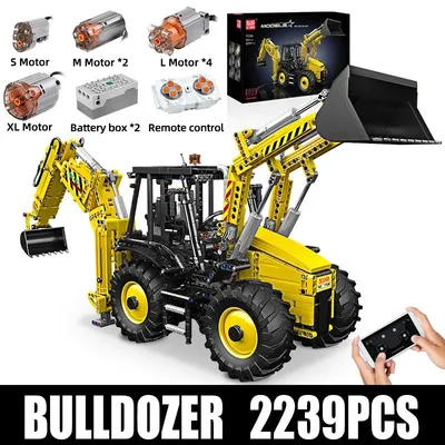 Produktbild von Mould King 17036 Technik Baggerlader Modell Bausatz 2239+ Teile mit Motoren, Akku & 2,4GHz Fernbedienung – MOC-86258 Bausteine ab 14 Jahren