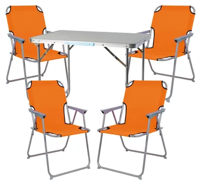 5-teiliges Campingmöbel Set Alu mit Tragegriff Camping orange L70xB50xH59cm