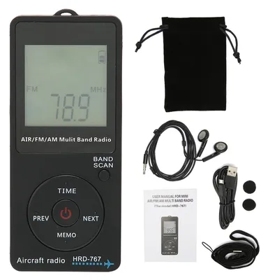 Zdjęcie produktu dla HRD-767 Przenośne radio, odbiornik pasma lotniczego, automatyczne wyłączanie, FM/AM/odbiornik pasma lotniczego, z słuchawkami