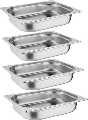 Produktbild von Vogue GN-Behälter GN1/2 - 6,5cm - 4 L - 4 Behälter - Edelstahl