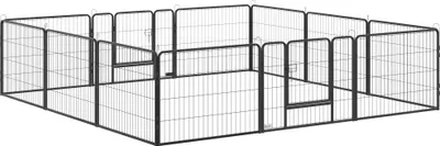 Produktbild von PawHut Freilaufgehege, 60 cm Hoch Welpenauslauf mit Tür, Welpenlaufstall, Hundelaufstall mit 12 Paneelen, Hundeauslauf für Outdoor, Stahl, Schwarz