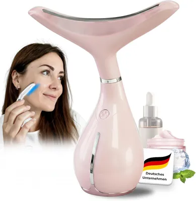 Produktbild von Ultraschall Gesichtsmassagegerät mit EMS LED Lichttherapie Heat Cool Funktion Face Lifting Anti Aging für Gesicht Hals Dekolleté