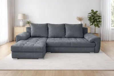 Produktbild von AX LIVING Manisa Wohnzimmer Couch L dunkelgraue Eckcouch L