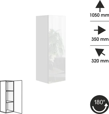 Obrázek produktu pro Závěsná skříňka ANTOFALLA typ 3, bílá/bílý lesk
