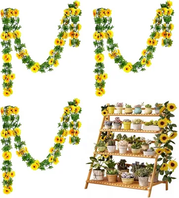 Produktbild von Kunstsonnenblumen – Set mit 3 Stück – 230 cm – Kunststoff