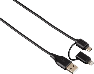 Produktbild von Hama 00054566, 1,20 m, USB A, Micro-USB B/Lightning, Männlich/Männlich, Schwarz