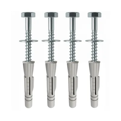 Produktbild von ARLI Schrauben & Dübel Set – 4x 8x70 mm Schrauben + 4x 10x61 mm Dübel + 4x M8 Unterlegscheiben für Wandmontage TV Sat Wandhalter