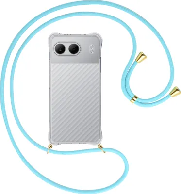 Produktbild von Handykette Backcover-Schutzhülle mit Band (Metall goldfarben) für OnePlus Nord 4 5G - himmelblau