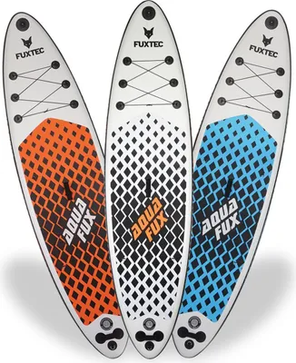 Zdjęcie produktu dla Deska SUP FUXTEC czarno-biala, 320x81x15 cm, 3 pletwy, zestaw z workiem, do 150kg schwarz/weiß