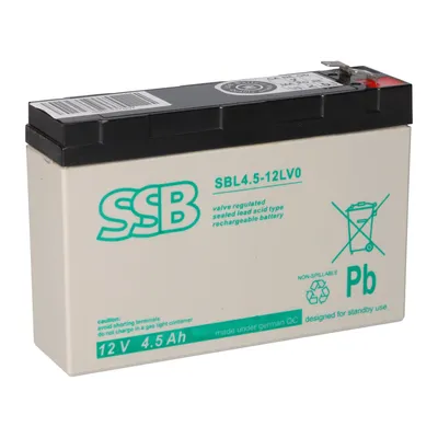 A white and black battery with green text and symbols on a white background.