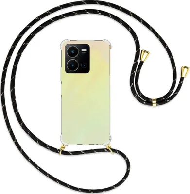 Produktbild von Handykette Backcover-Schutzhülle mit Band (Metall goldfarben) für vivo Y35 4G (6.58''), vivo Y22s - schwarz/gold